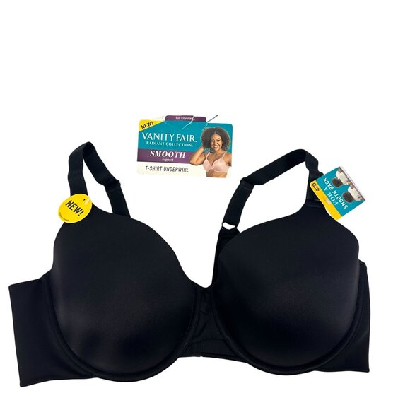 Vanity Fair 42D Radiant Collection Smooth Support T Shirt Underwire Bra Black - Picture 1 of 7
